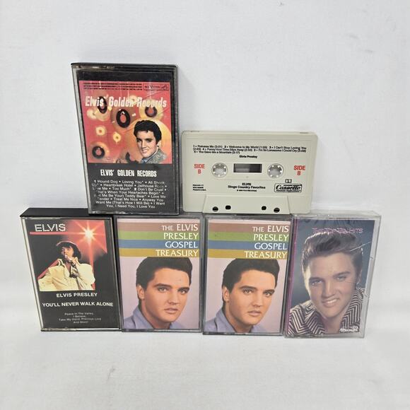 Elvis Presley 6 Cassette Tape Lot Elvis Golden Records Gospel Treasury Top Ten - Picture 1 of 8